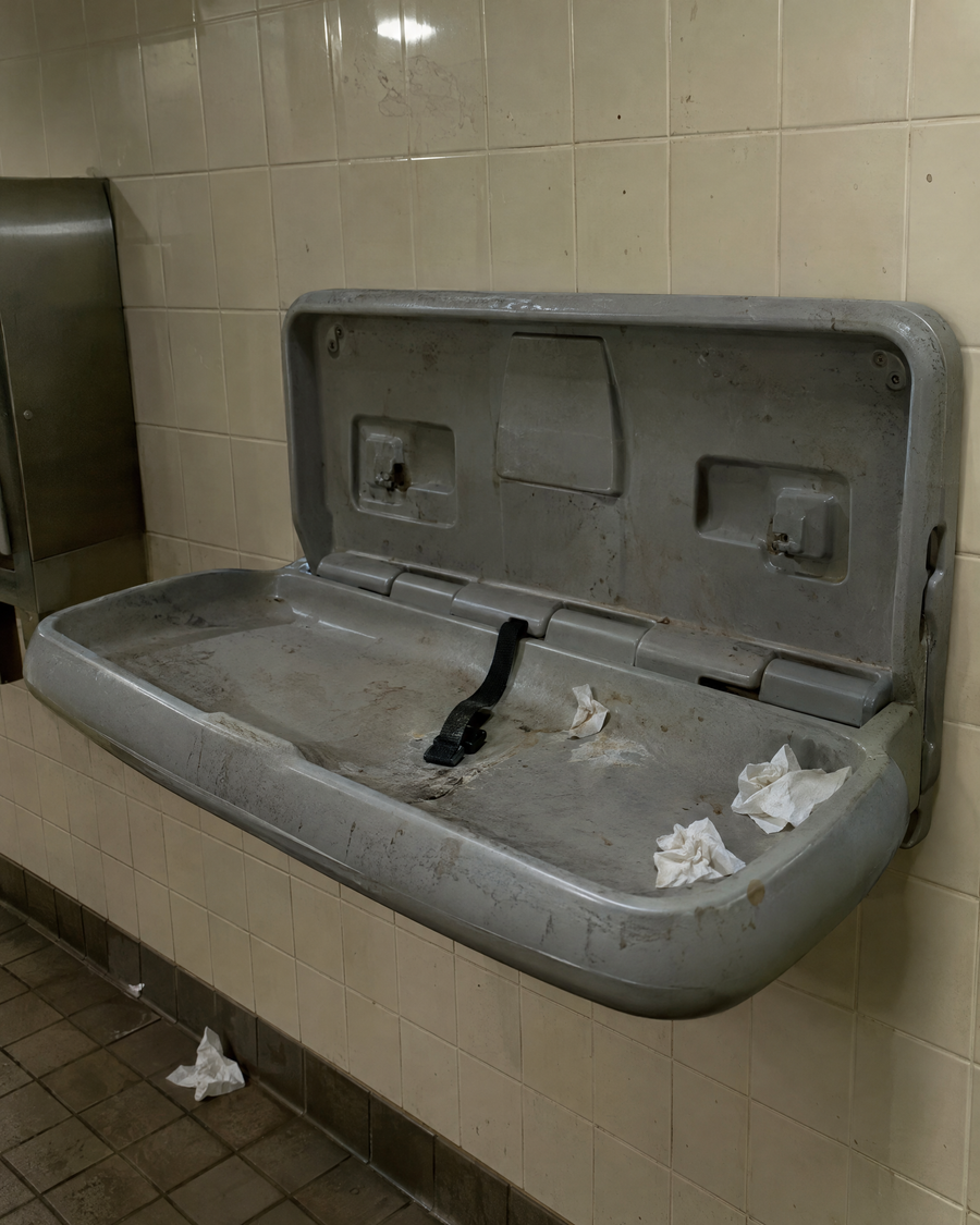 A dirty public changing table