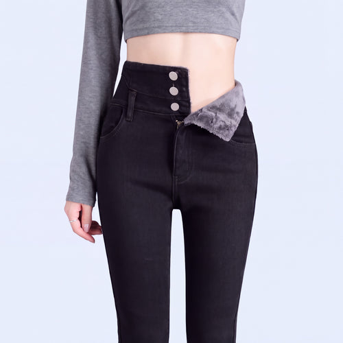 Stella Fleece-Lined High-Rise Jeans