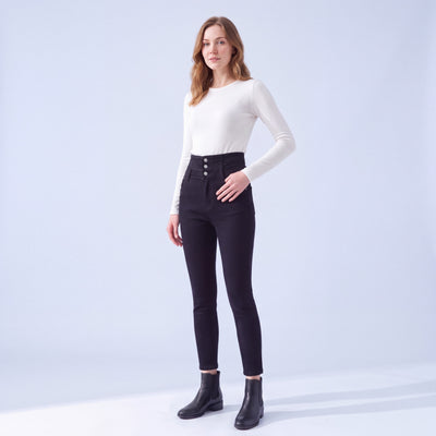 Stella jeans in Black styled with a white top and ankle boots