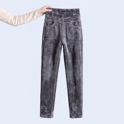 Stella jeans turned inside out showing the full fleece lining