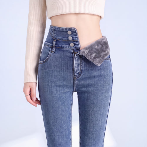 Stella Fleece-Lined High-Rise Jeans